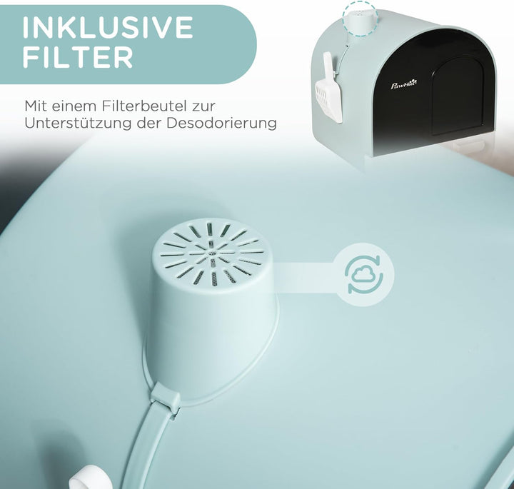 PawHut Katzentoilette Toilette mit Haube für Katzen bis 5 kg Katzenklo mit Deckel inkl. Schaufel aus