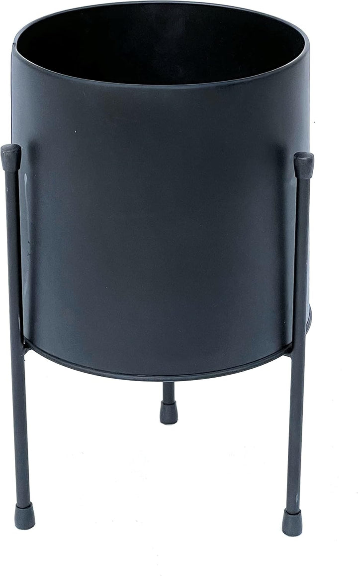 DanDiBo Blumenhocker mit Topf Metall Schwarz 32 cm Blumenständer 96261 Blumensäule Modern Pflanzenst