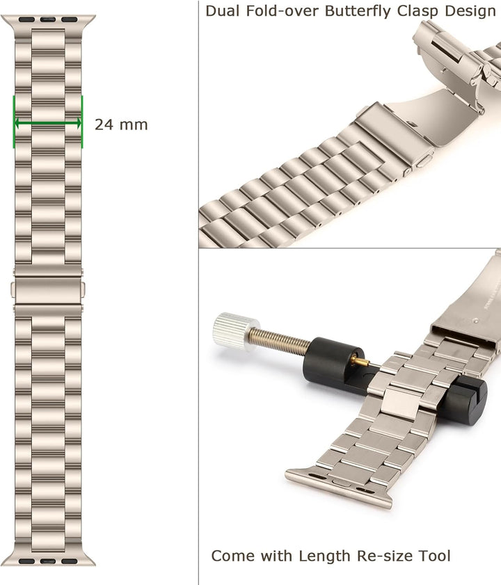 Tasikar Armbänder Kompatibel mit Apple Watch Ultra Ultra 2 49mm Prämie Edelstahl Metallarmband Kompa