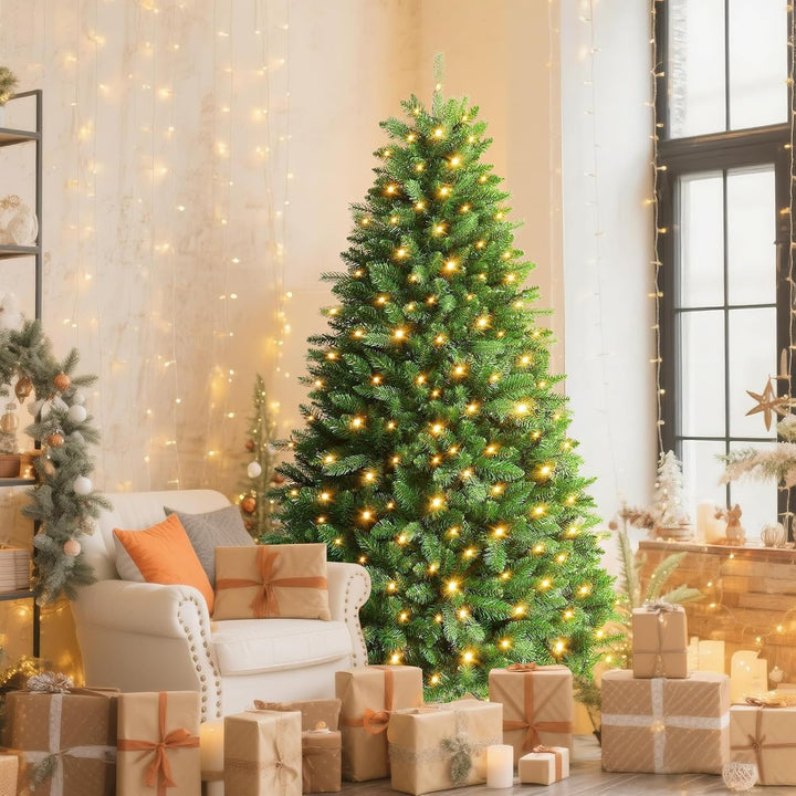 SHareconn 180cm Weihnachtsbaum künstlich Scharnier Weihnachtsbaum mit Beleuchtung 330 Warmweissen un