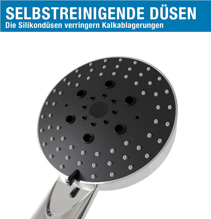 ATHLON TOOLS Duschkopf mit Schlauch - 5 Strahlarten Hochdruck Duschbrause - Ø 105 mm wassersparende