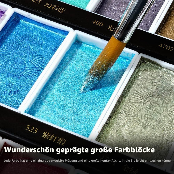 Paul Rubens Aquarellfarben Set Pearl, 36 Classic und Glossy Farben, hohe Deckkraft, gute Lichtechthe