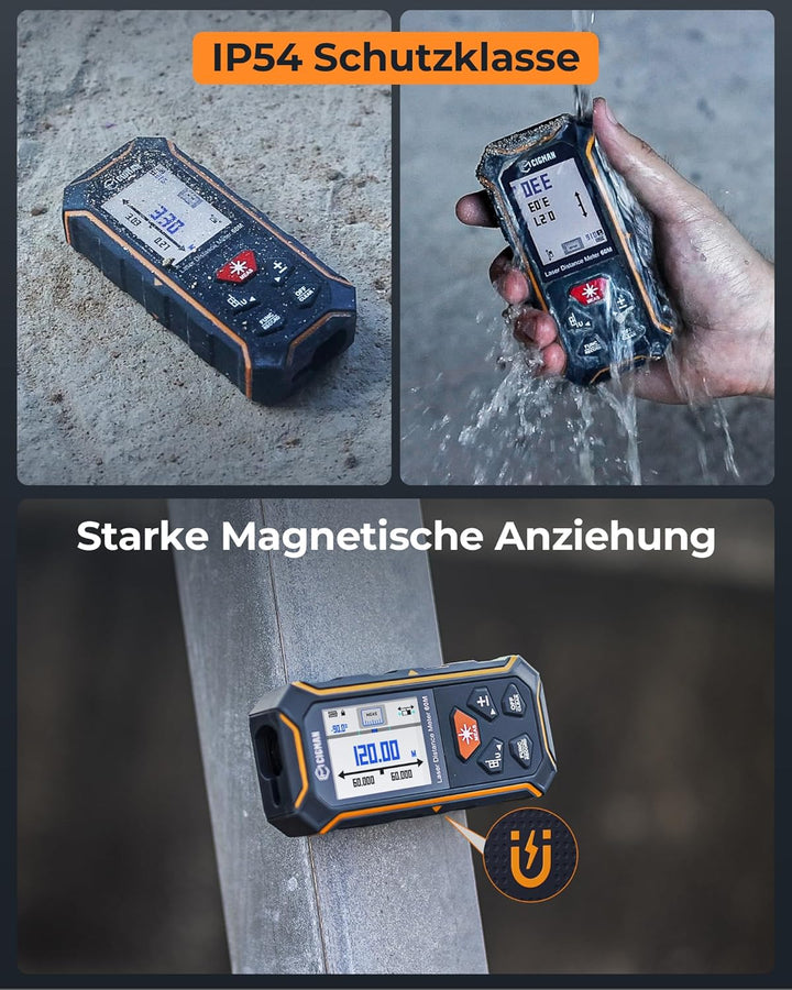 120M Laser Entfernungsmesser Bilateral,CIGMAN Digital Wasserwaage Distanzmessgerät & IPS Hintergrund