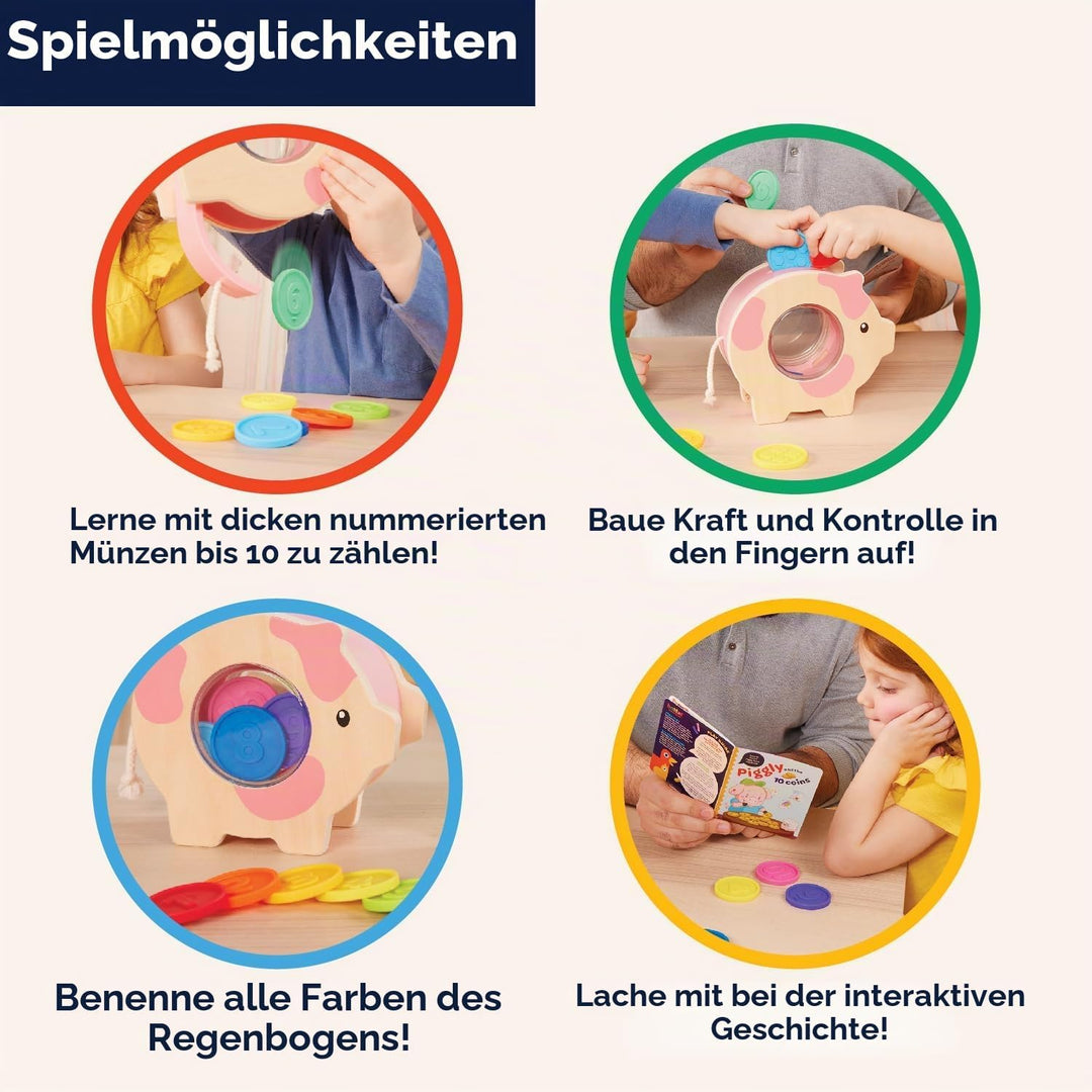 Battat Education - Save &amp; Count Sparschwein - Sparschwein für Kinder - Lernschwein Spielzeug - Entwi
