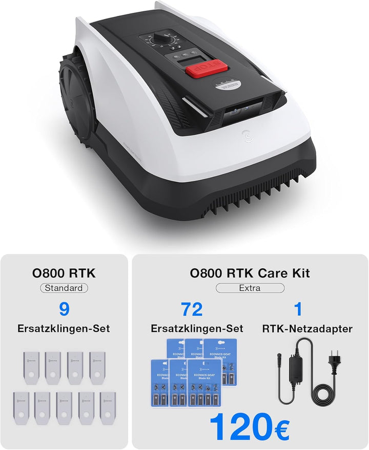 ECOVACS Goat O800 RTK Care Kit Mähroboter Ohne Begrenzungskabel, 800m², LiDAR-Gestützte RTK+Vision N