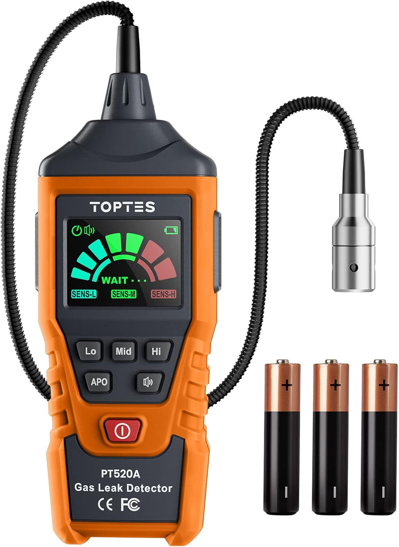 Gasmelder, TopTes PT520A Erdgasdetektor für Zuhause und Wohnmobil mit 43,5 cm Sonde zur Ortung von G