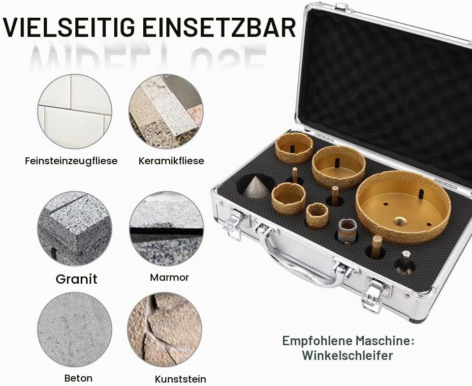 SHDIATOOL Diamantbohrer M14 Gewinde 6/8/10/25/40/50/68/110/50mm Diamant-Fasenbohrer/20mm Fingerbohre