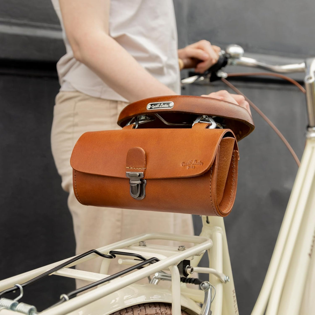 Gusti Leder - Marti Satteltasche Lenkertasche Fahrradtasche Ledertasche Vintage Braun Leder