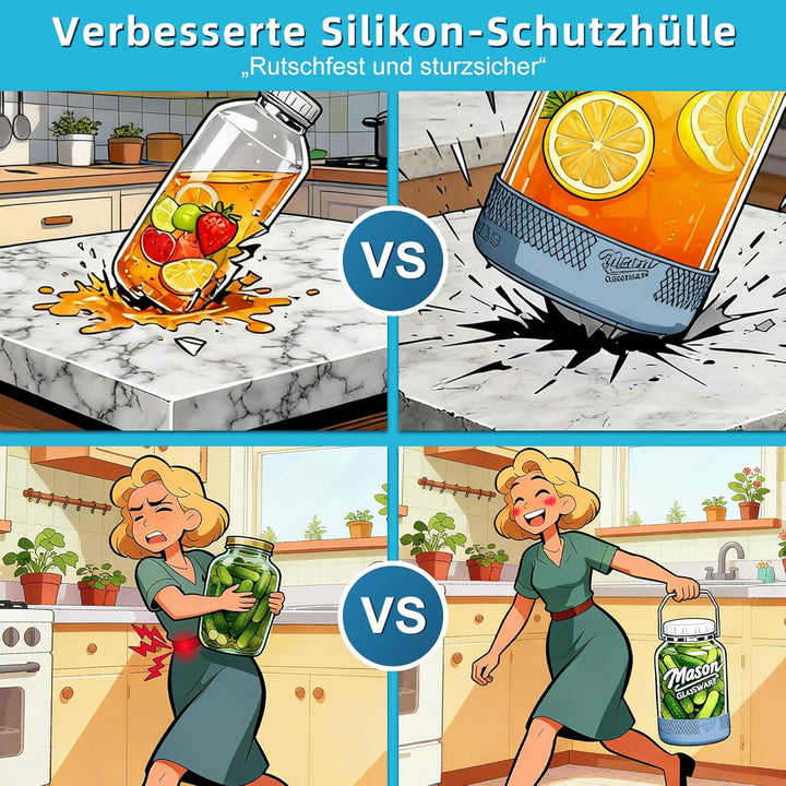 Grosse Fermentiergläser mit Luftschleuse 5,5 L - Fermentierglas Mason Jar Gläser Gärglas für Kombuch