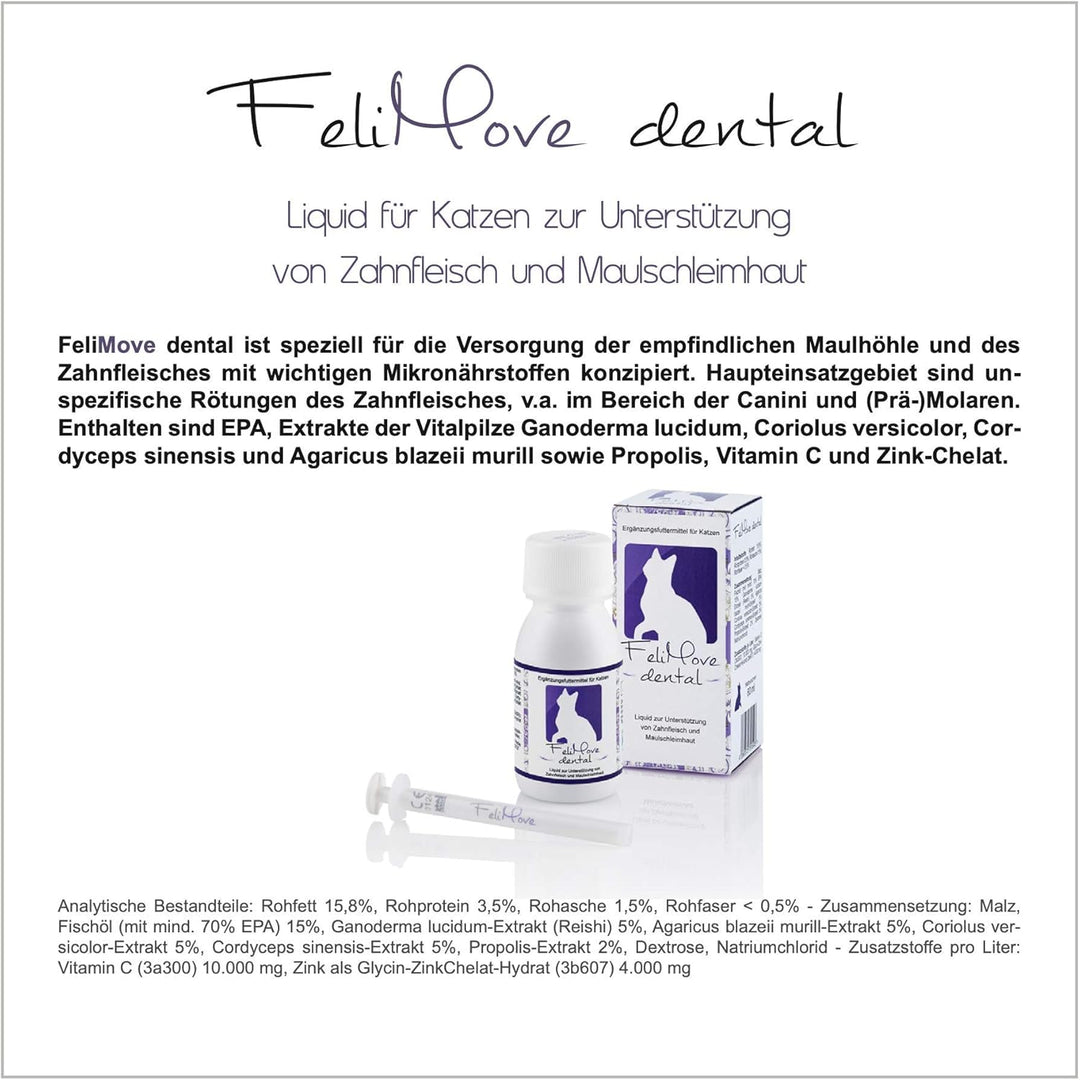 Dreierpack FeliMove dental - 3 x Liquid mit Vitalpilzen, Propolis, EPA und Zink zur Unterstützung de