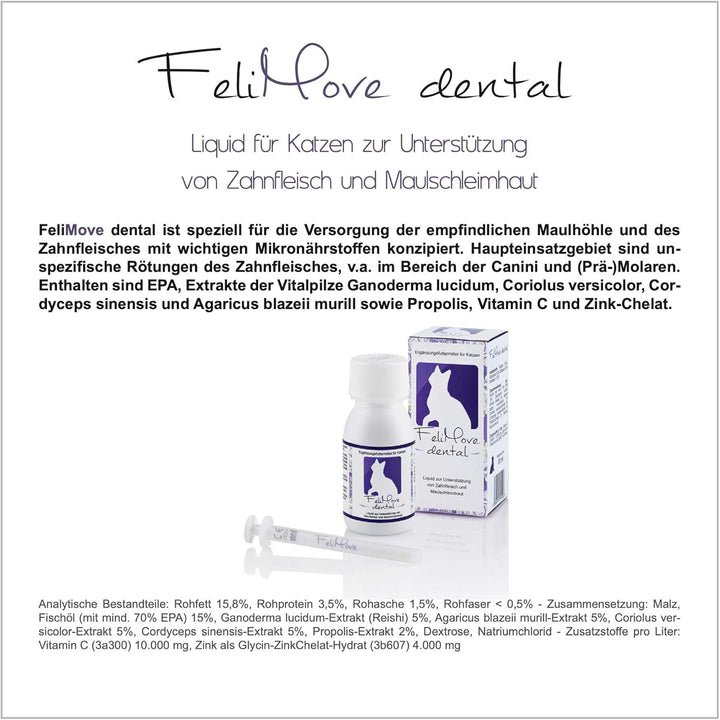 Dreierpack FeliMove dental - 3 x Liquid mit Vitalpilzen, Propolis, EPA und Zink zur Unterstützung de