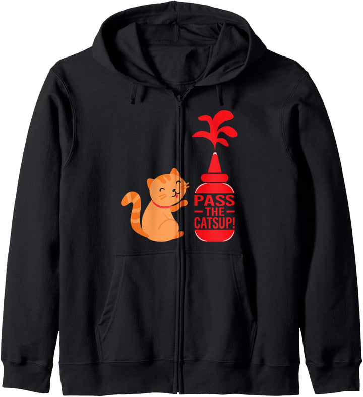 Pass the catsup! Ketchup lustig Arthur Spooner CAT KATZE Kapuzenjacke
