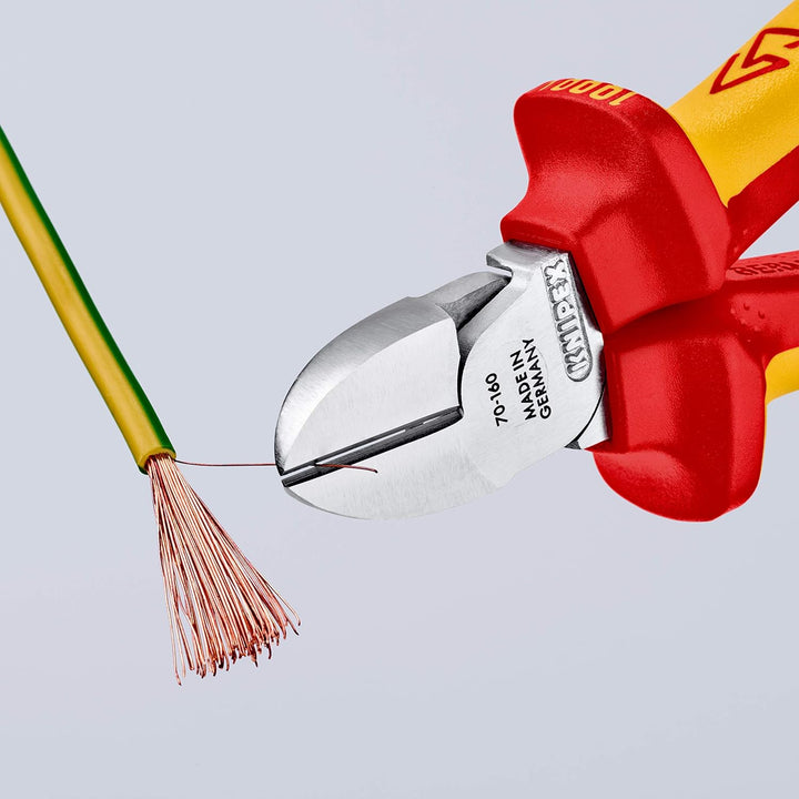 Knipex Seitenschneider verchromt, isoliert mit Mehrkomponenten-Hüllen, VDE-geprüft; mit Befestigungs