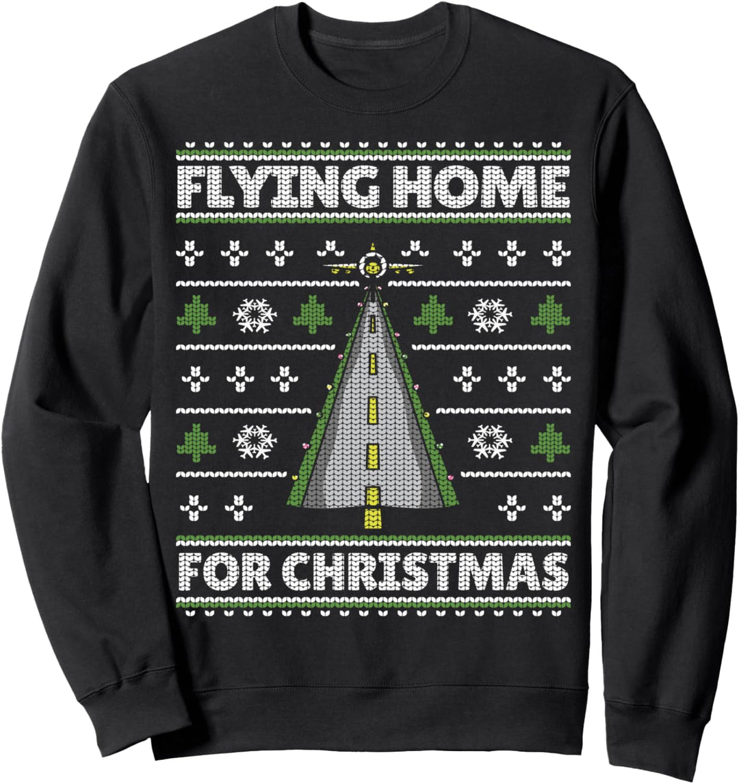 Flying Home For Christmas Pilot Ugly Christmas Pullover Sweatshirt