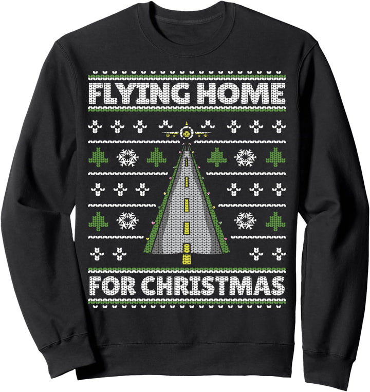 Flying Home For Christmas Pilot Ugly Christmas Pullover Sweatshirt
