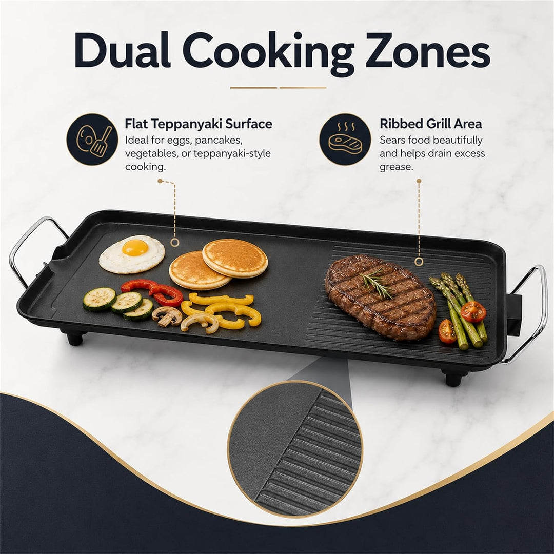 Elektrische Tischgrill Teppanyaki Grillplatte mit Antihaftbeschichtung, BBQ Tischgrill Extragrosse G