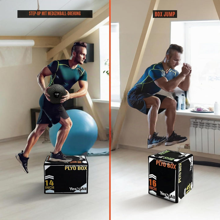 Yes4All 3 in 1 Soft Plyo Box mit Holzkern, Sprungbox, Plyometric Box Plattform für Sprungtraining, H