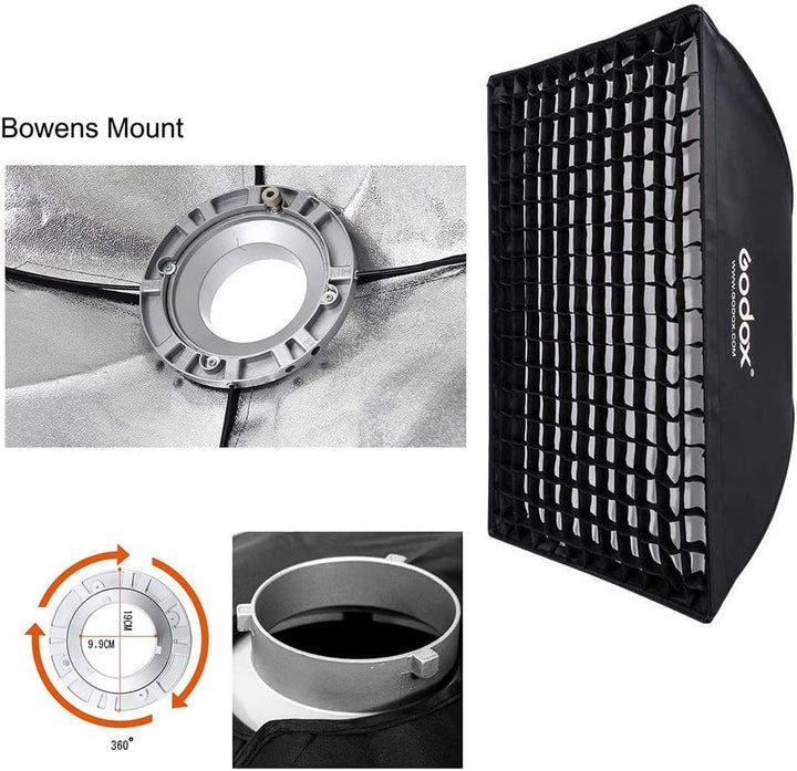 GODOX Unisex-Erwachsene Sb-fw6090-60x90 Cm Softbox W. Grid 60x90 Cm, Schwarz, One Size