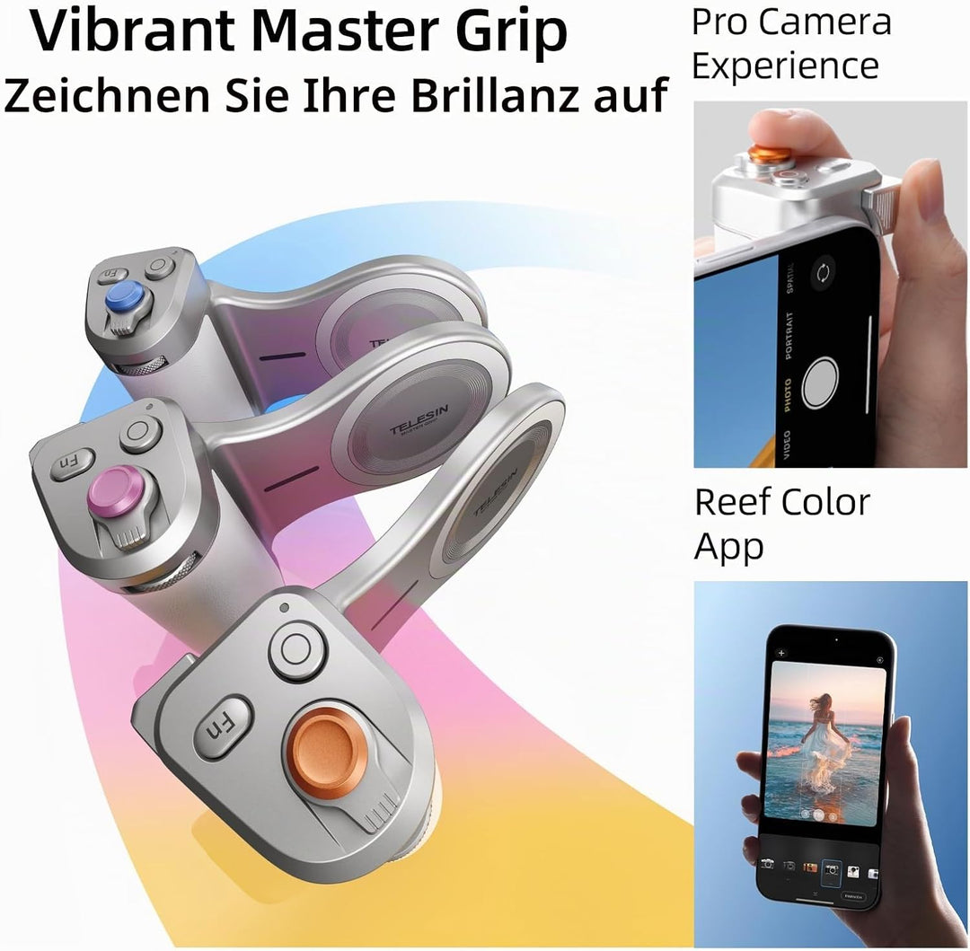 Master Grip Kit für iPhone 17 16 15 14 13 12(iOS 26), Magnetic Kameragriff für Phone, Pro Shot Imagi