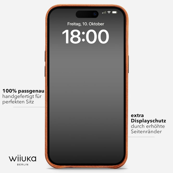 WIIUKA Hülle für iPhone 14 Pro Max, Leder aus Deutschland, Lederhülle extra Dünn, Premium Handyhülle