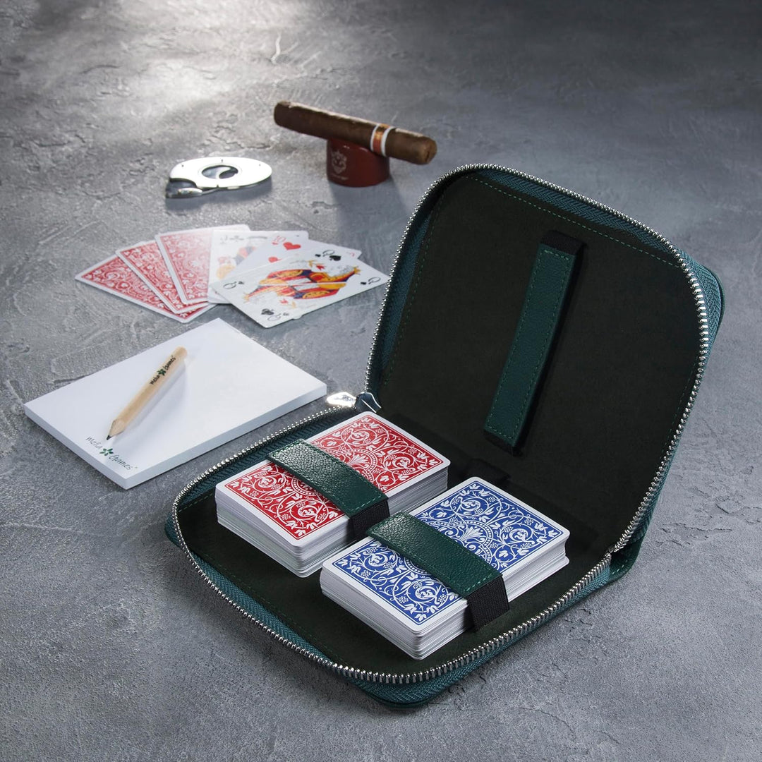Melia Games Spielkarten Set Deluxe - Premium Karten-Etui aus feinstem Leder - komplettes Set inklusi