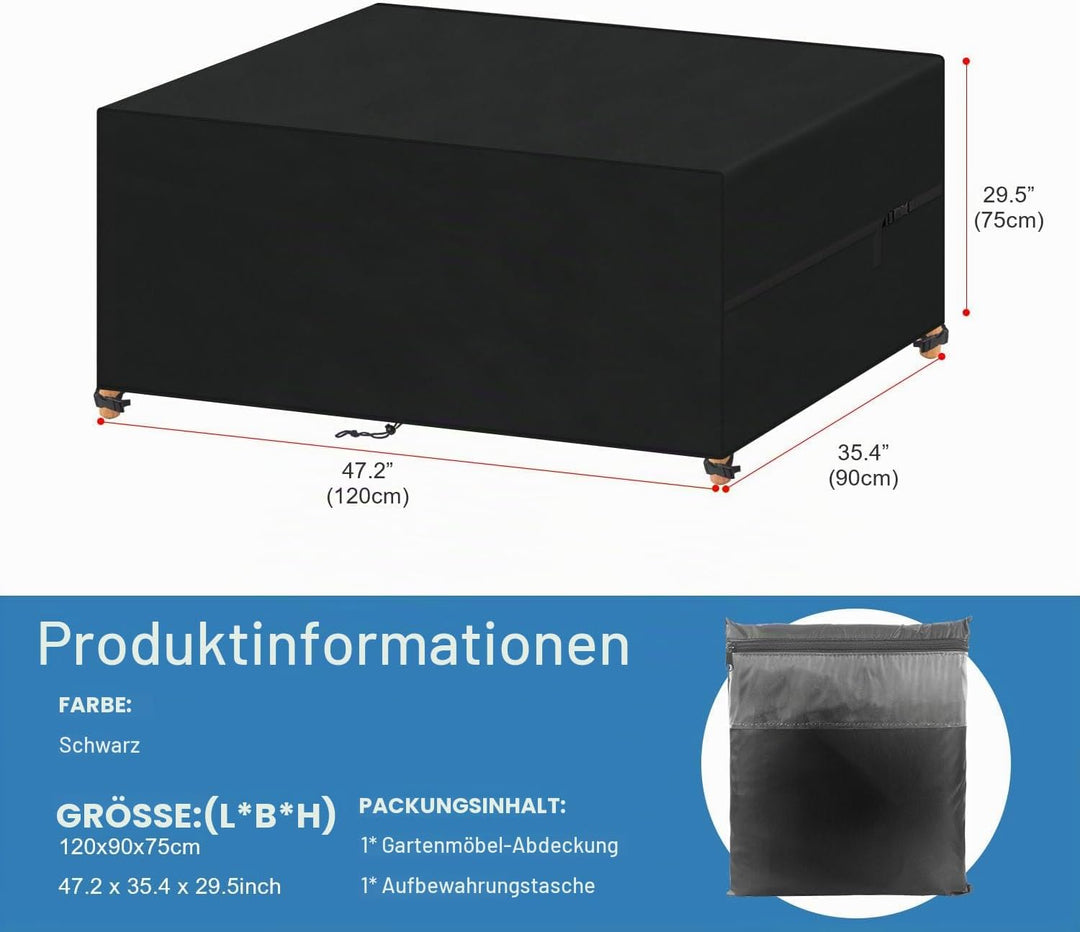 VANSHEIM Abdeckung für Gartenmöbel wasserdichte Schutzhülle Gartenmöbel Abdeckplane für Gartentische