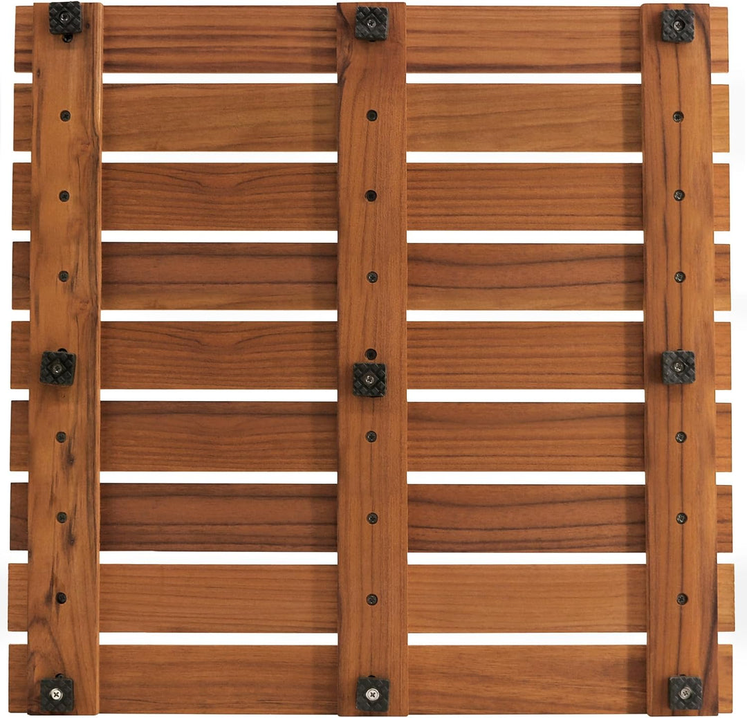 VaeFae Teak Duschmatte rutschfeste Badematte Luxus Spa Matte Holzmatte für Badewanne 50.8 x 50.8 cm