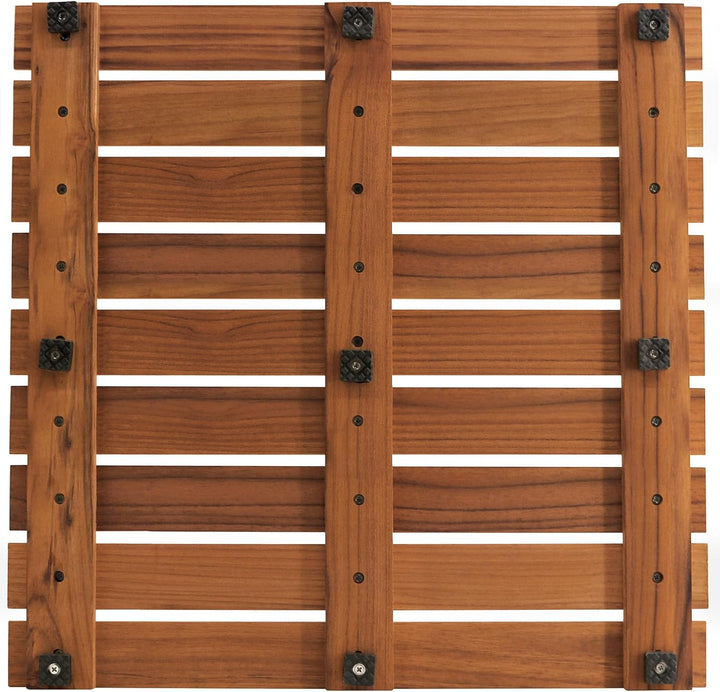 VaeFae Teak Duschmatte rutschfeste Badematte Luxus Spa Matte Holzmatte für Badewanne 50.8 x 50.8 cm
