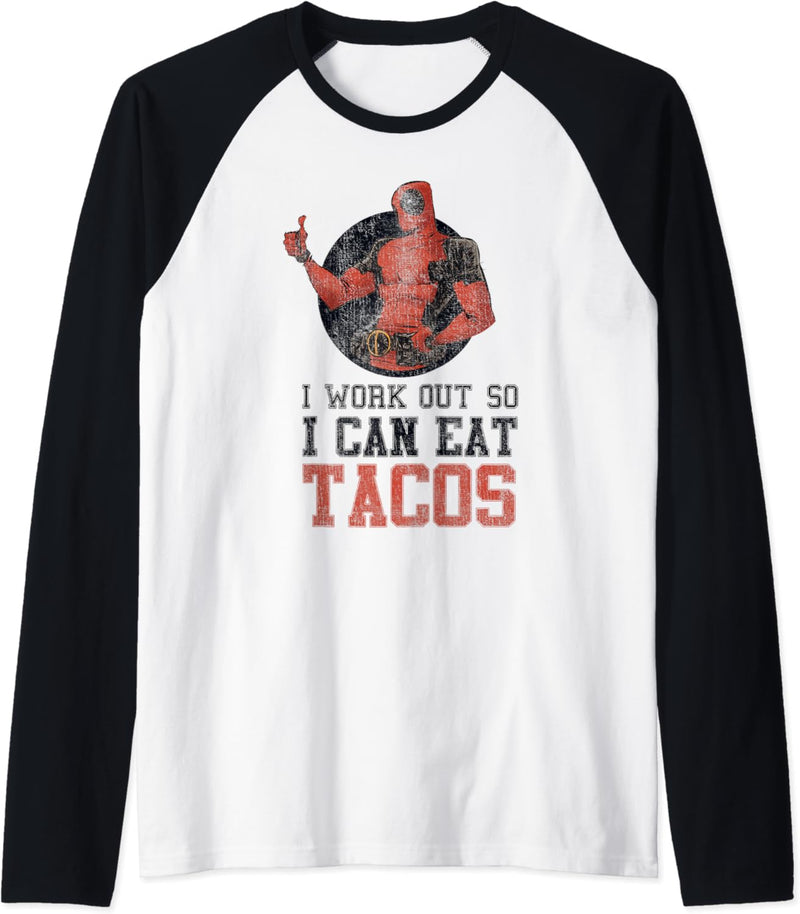 Marvel Deadpool Work Out Eat Tacos Raglan