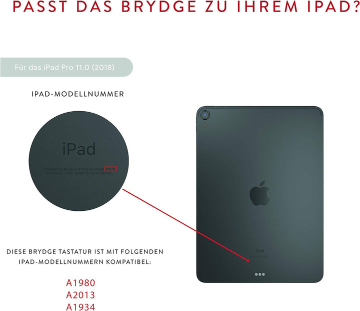Brydge Pro 11.0 Wireless German QWERTZ Keyboard Compatible with iPad Pro 11-inch 1st Gen (2018) Blue