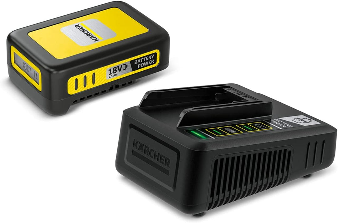 Kärcher 18 V Starter Kit 18/25, 18 V/2,5 Ah Akku mit Schnellladegerät, Lithium-Ionen-Akku, Ladezeit: