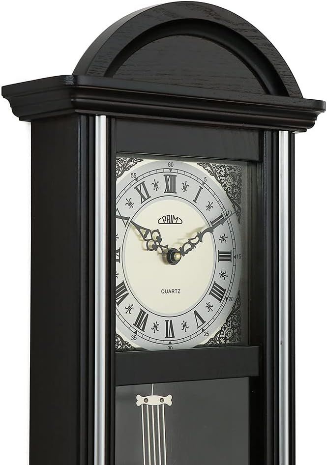 PRIM Wanduhr Pendulum III – B, Retro Design, 610 x 250 x 90 mm, Verziertes Zifferblatt, Pendel-Wandu