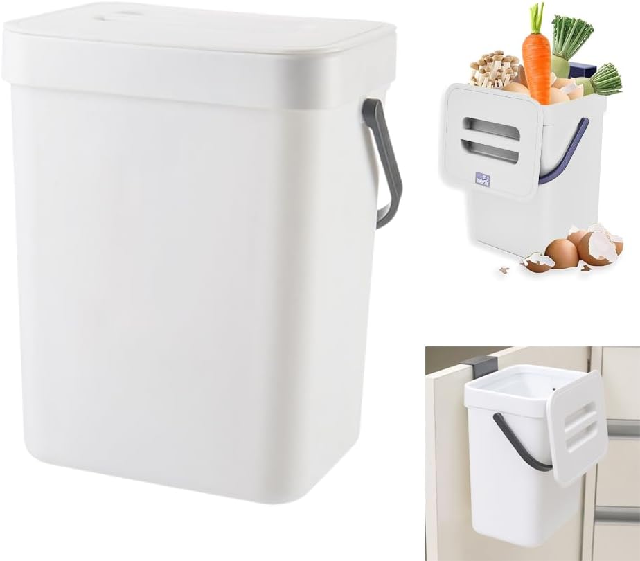 Mülleimer Küche, Biomülleimer Küche Klein, 3L Abfalleimer mit Deckel, Küchenabfalleimer Windeleimer