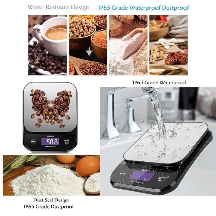 Rhorawill Kaffeewaage, Digitale Küchenwaage USB Aufladen, 5kg/0.1g Hochpräzise Digital Kaffee Skala