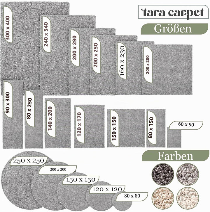 Taracarpet Shaggy Teppich Wohnzimmer Venezia Hochflor Langflor Teppiche modern Grau 120 cm rund 120x