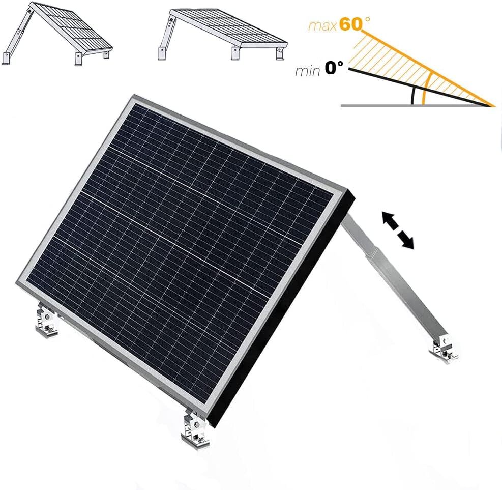 Solarmodul Dachhalterung Montage Balkongeländer, Befestigung Aufständerung, 0-60° Verstellbar Flachd