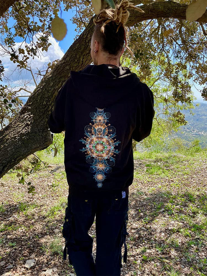 Fraktal Alien Zipper Hoodie schwarz (XXL), XXL