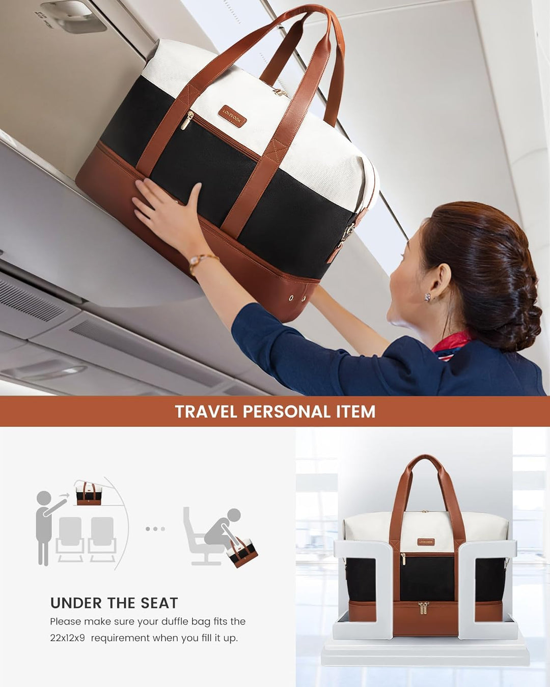 LOVEVOOK Reisetasche Damen, Weekender Damen Kliniktasche Geburt, Handgepäck Tasche Für Flugzeug, Spo