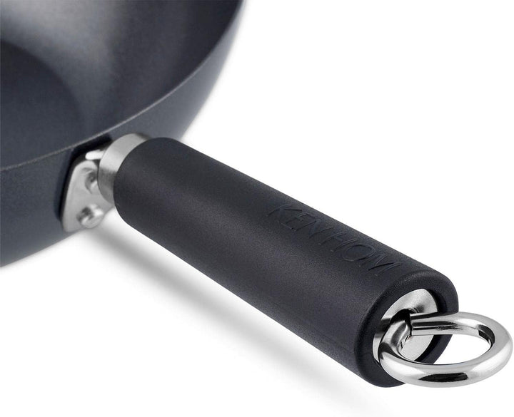 Ken Hom grosser Antihaft Wok 35 cm Induktion Wokpfanne aus Karbonstahl mit Phenolharz-Griff