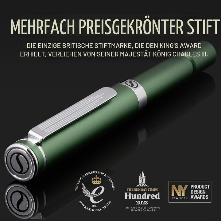 Scriveiner Grün Kugelschreiber EDC Luxus Stift, Taschenkugelschreiber mit Chrom, schönes Schreibstif
