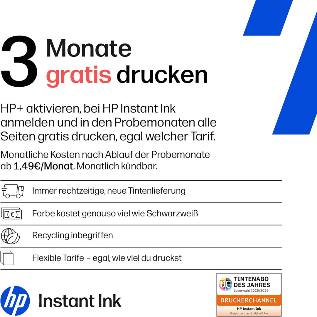 HP DeskJet 2820e Multifunktionsdrucker, 10€ Cashback, 3 Monate gratis drucken mit HP Instant Ink ink