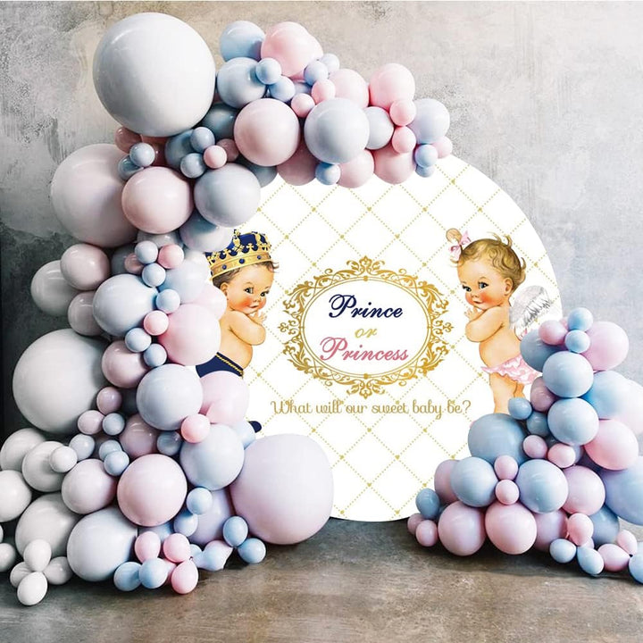 Renaiss 1.5m Prinz oder Prinzessin Royal Gender Reveal Round Backdrop Baby Dusche Polyester Fotograf