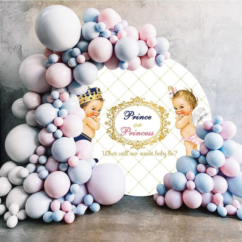 Renaiss 2m Prinz oder Prinzessin Royal Gender Reveal Round Backdrop Baby Dusche Polyester Fotografie