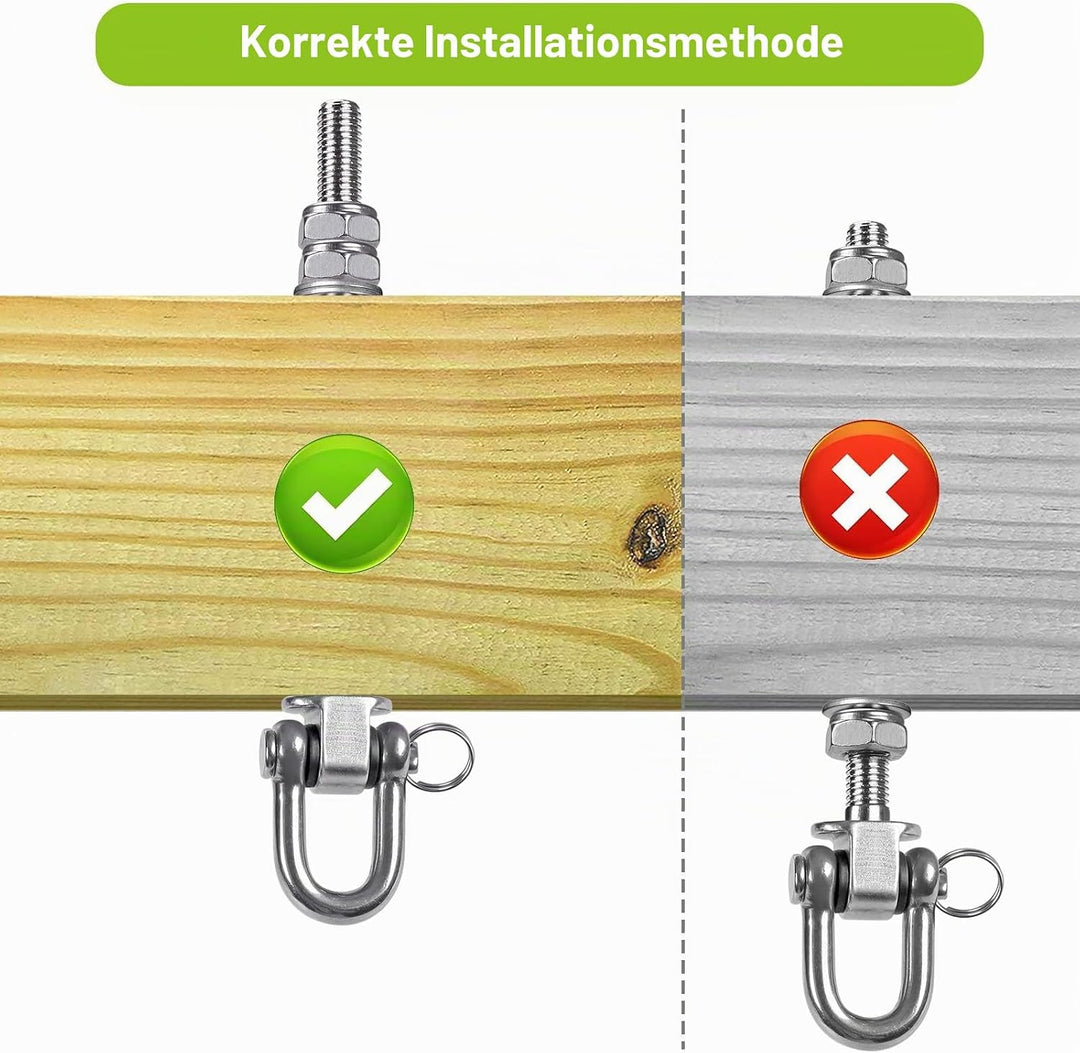 SELEWARE Set of 2 Deckenhaken Schwerlast Schaukelhaken Schaukel - 304 Edelstahl Holzbalken Deckenhal