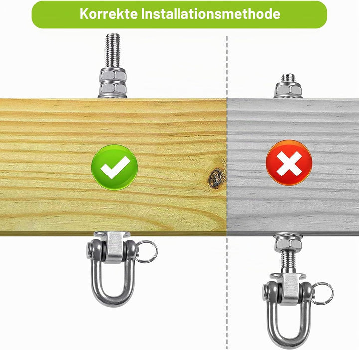 SELEWARE Set of 2 Deckenhaken Schwerlast Schaukelhaken Schaukel - 304 Edelstahl Holzbalken Deckenhal
