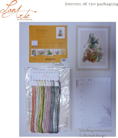 Lanarte PN-0007958 Kreuzstichset Blumen/Wasserpumpe, Zahlmuster Zählmusterpackung, Baumwolle, mehrfa