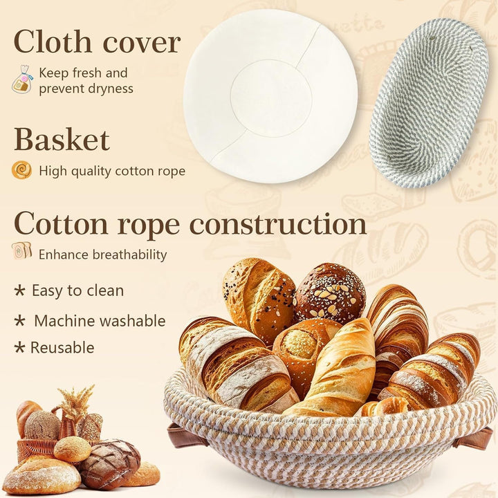 Sauerteig Starter Set, 13PCS Brotbackset Ausrüstung mit 2 Handgeflochtenen Gärkörben, 1000 ml Glas,