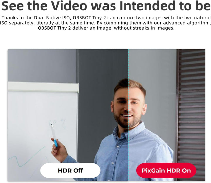 OBSBOT Tiny 2 AI-betriebene PTZ 4K Webcam 1/1,5" CMOS 4X schnellere Fokussierung USB 3.0 10x schnell