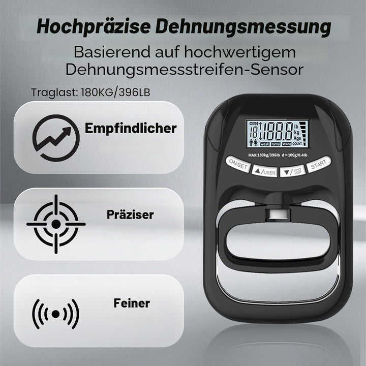 Digitaler Handkraftmessgerät, 180KG Grip Strength Tester, Hand Dynamometer, Elektronischer Griffkraf