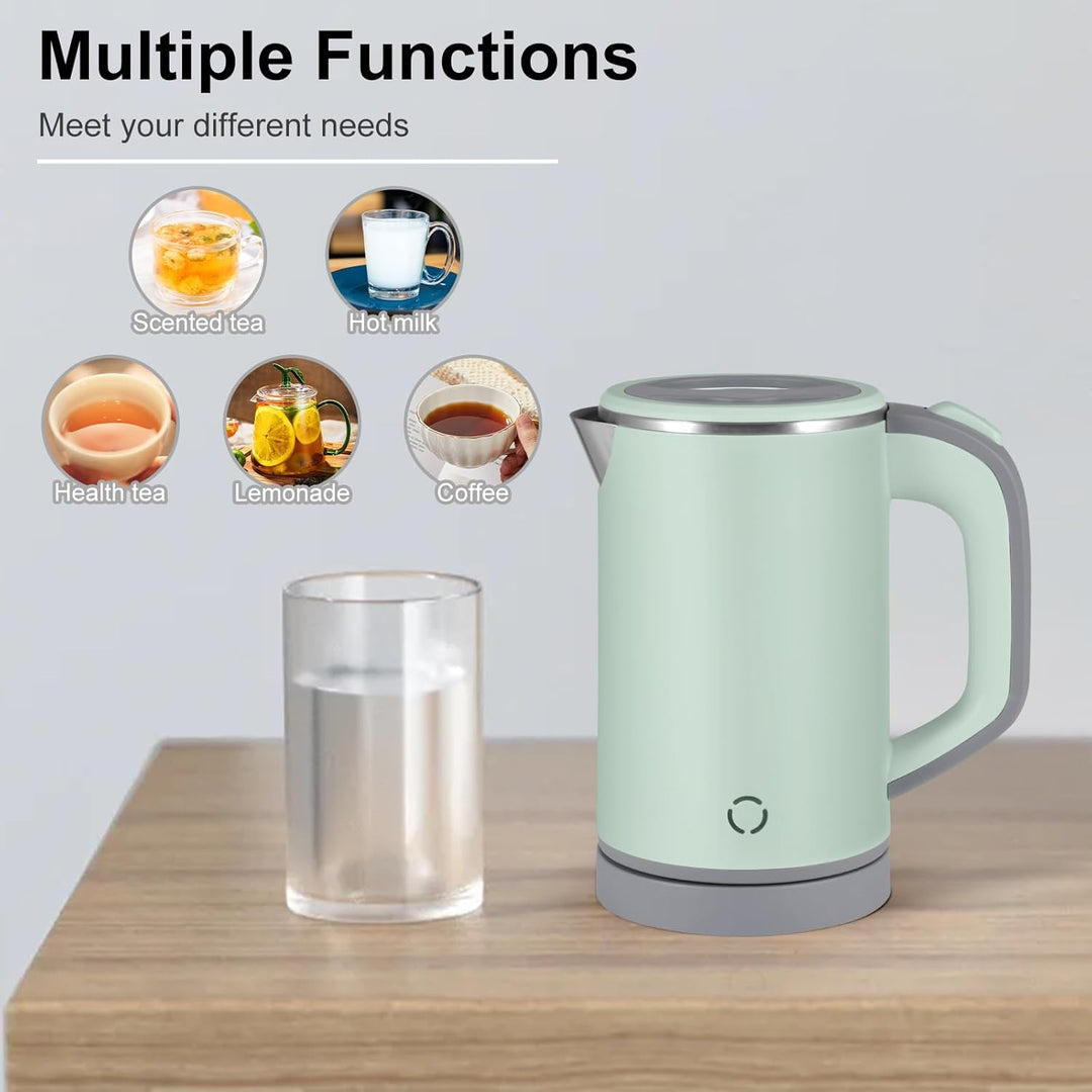 Towwoo 800ML Reisewasserkocher Klein, 600W 5 Minuten Schnelles Kochen Mini Edelstahl Wasserkocher, Ü